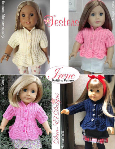 Dan-El Designs Knitting Irene 18" Doll Knitting Pattern Pixie Faire