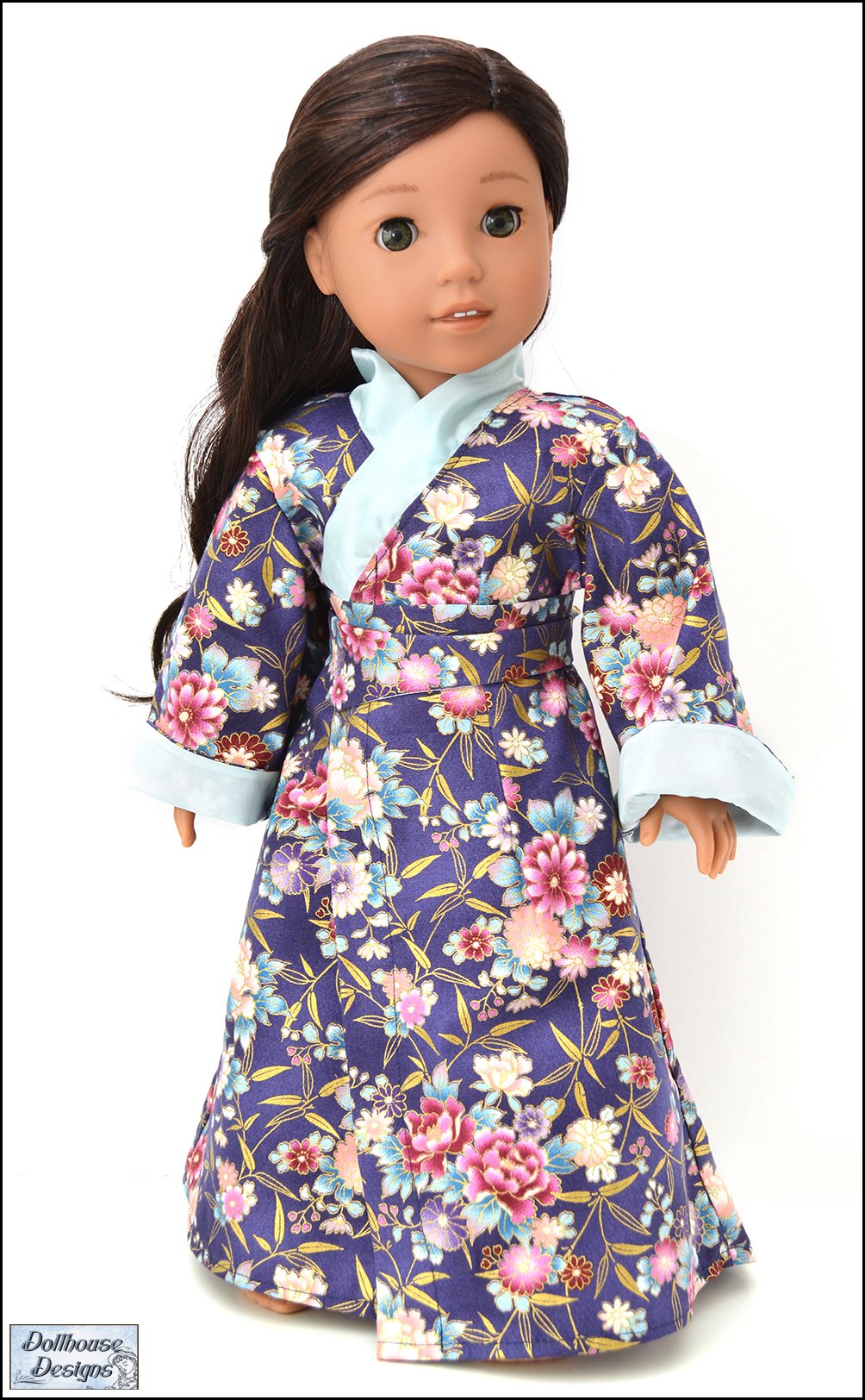 Dollhouse Designs 18 Inch Historical Kyoto 1940s Kimono Robe 18" Doll Clothes Pattern Pixie Faire