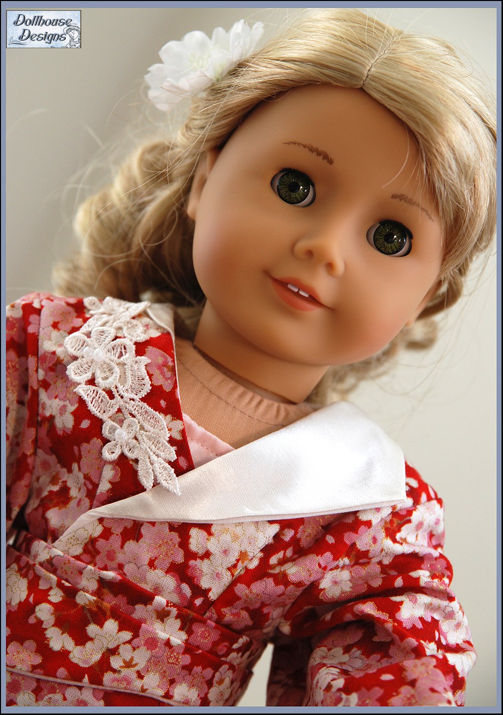 Dollhouse Designs 18 Inch Historical Kyoto 1940s Kimono Robe 18" Doll Clothes Pattern Pixie Faire