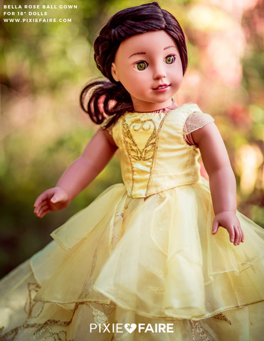 Dollhouse Designs 18 Inch Modern Bella Rose Ball Gown & Party Dress 18" Doll Clothes Pattern Pixie Faire