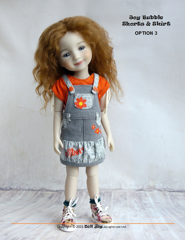 Doll Joy Ruby Red Fashion Friends Joy Bubble Shorts & Skirt 14.5-15" Doll Clothes Pattern Pixie Faire