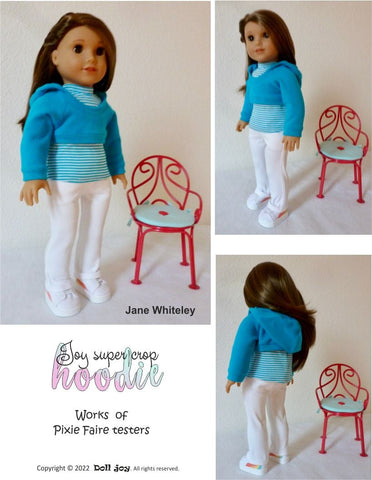 Doll Joy 18 Inch Modern Joy Super Crop Hoodie Pattern for 18" - 19" Dolls Pixie Faire