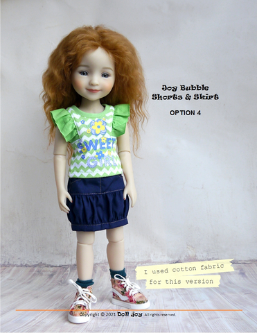 Doll Joy Ruby Red Fashion Friends Joy Bubble Shorts & Skirt 14.5-15" Doll Clothes Pattern Pixie Faire