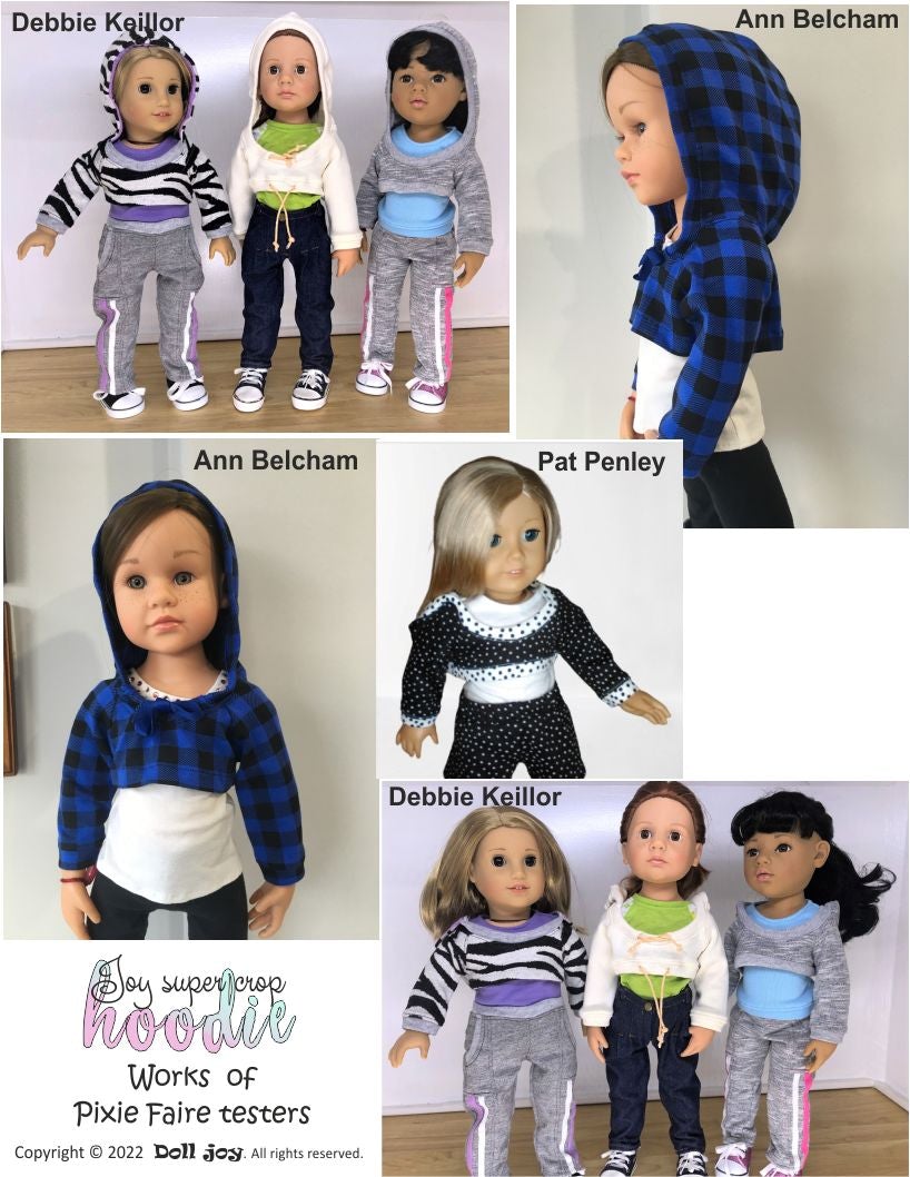 Doll Joy 18 Inch Modern Joy Super Crop Hoodie Pattern for 18" - 19" Dolls Pixie Faire