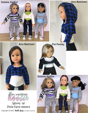 Doll Joy 18 Inch Modern Joy Super Crop Hoodie Pattern for 18" - 19" Dolls Pixie Faire