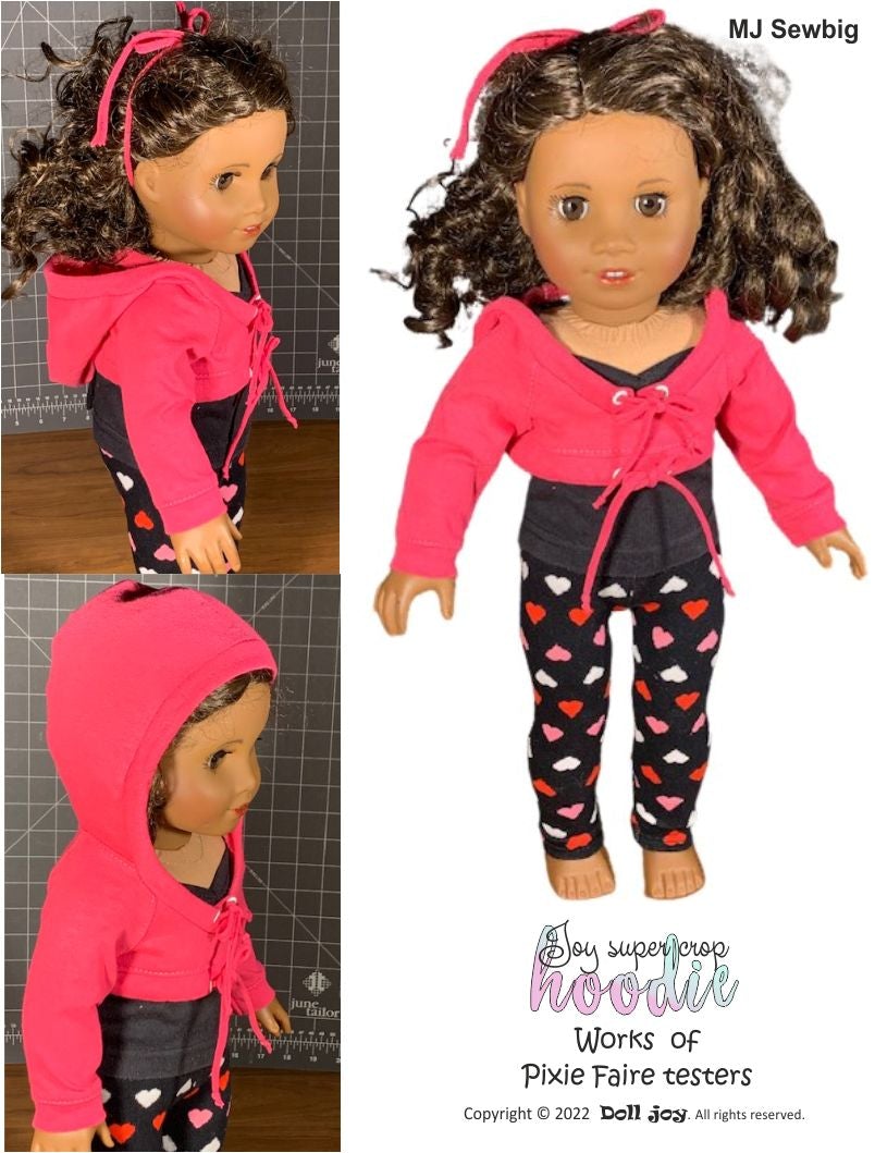 Doll Joy 18 Inch Modern Joy Super Crop Hoodie Pattern for 18" - 19" Dolls Pixie Faire