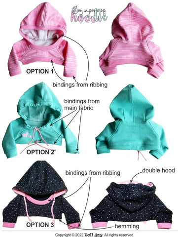 Doll Joy 18 Inch Modern Joy Super Crop Hoodie Pattern for 18" - 19" Dolls Pixie Faire