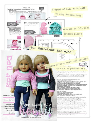 Doll Joy 18 Inch Modern Joy Super Crop Hoodie Pattern for 18" - 19" Dolls Pixie Faire