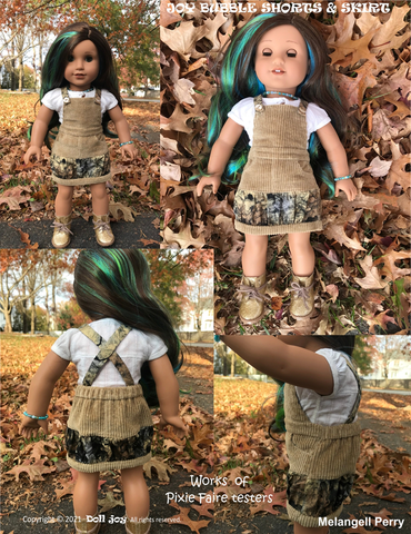 Doll Joy 18 Inch Modern Joy Bubble Shorts & Skirt 18" Doll Clothes Pattern Pixie Faire