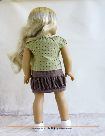 Doll Joy 18 Inch Modern Joy Bubble Shorts & Skirt 18" Doll Clothes Pattern Pixie Faire
