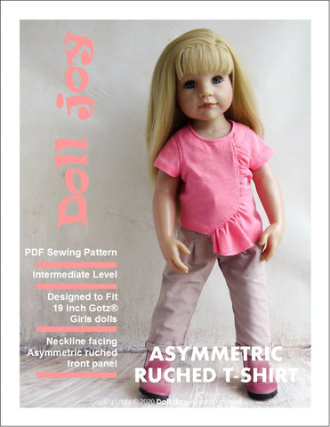 Doll Joy Gotz 19 Inch Asymmetric Ruched T-Shirt Pattern for 19" Gotz Dolls Pixie Faire