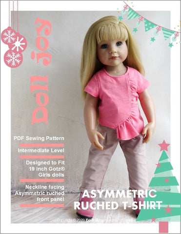 Doll Joy Gotz 19 Inch Asymmetric Ruched T-Shirt Pattern for 19" Gotz Dolls Pixie Faire