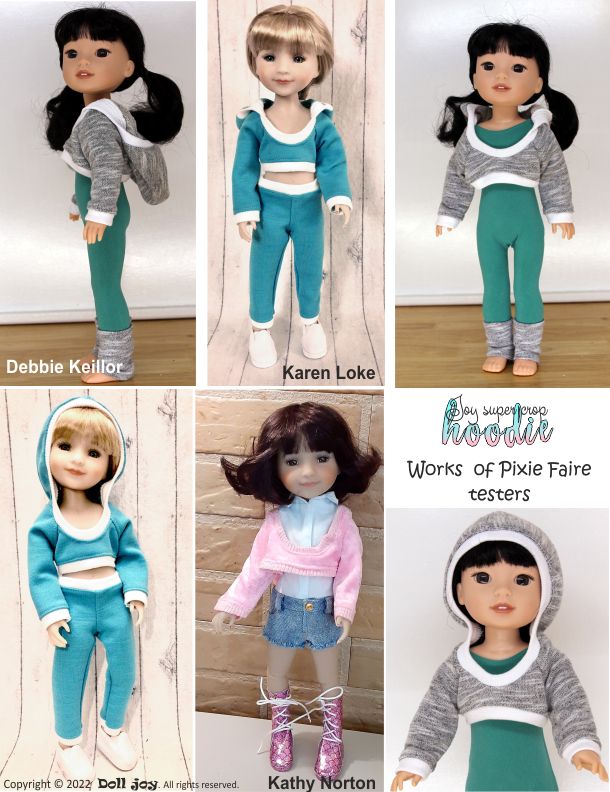 Doll Joy Ruby Red Fashion Friends Joy Super Crop Hoodie Pattern for 14.5" - 15" Dolls Pixie Faire