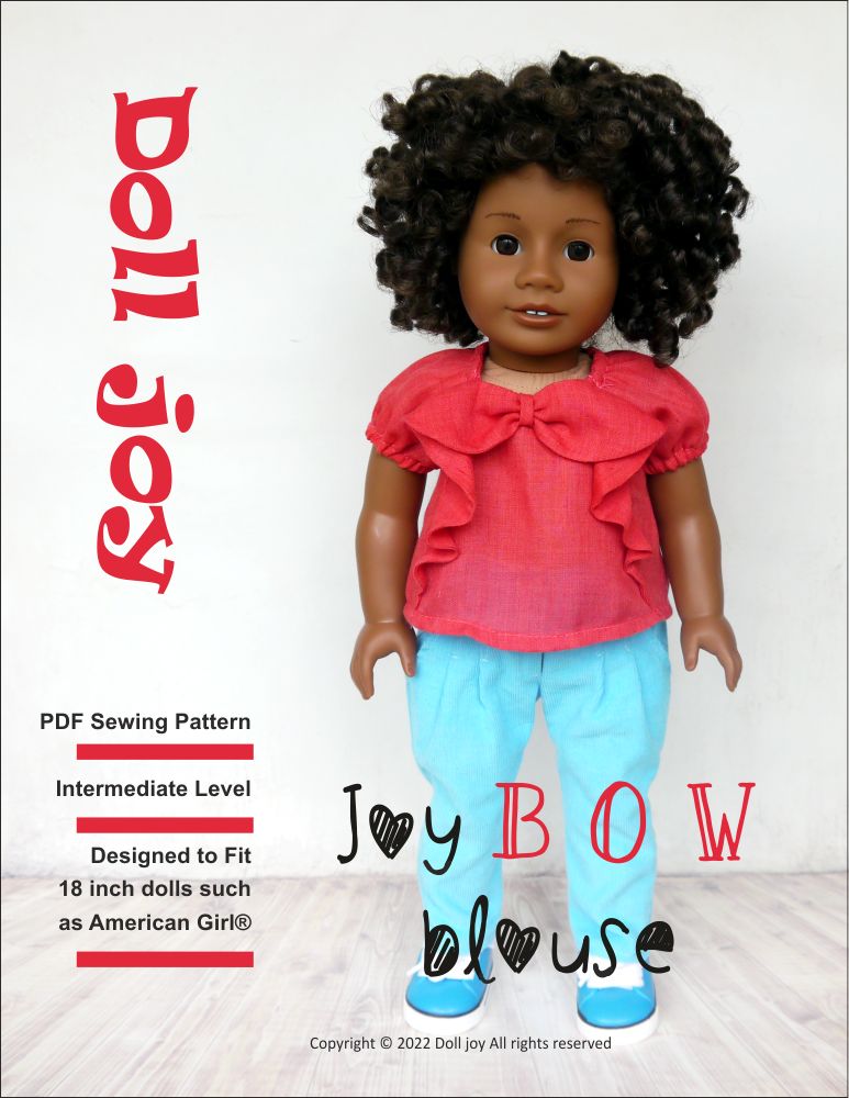 Doll Joy 18 Inch Modern Joy Bow Blouse 18 inch Doll Clothes Pattern Pixie Faire