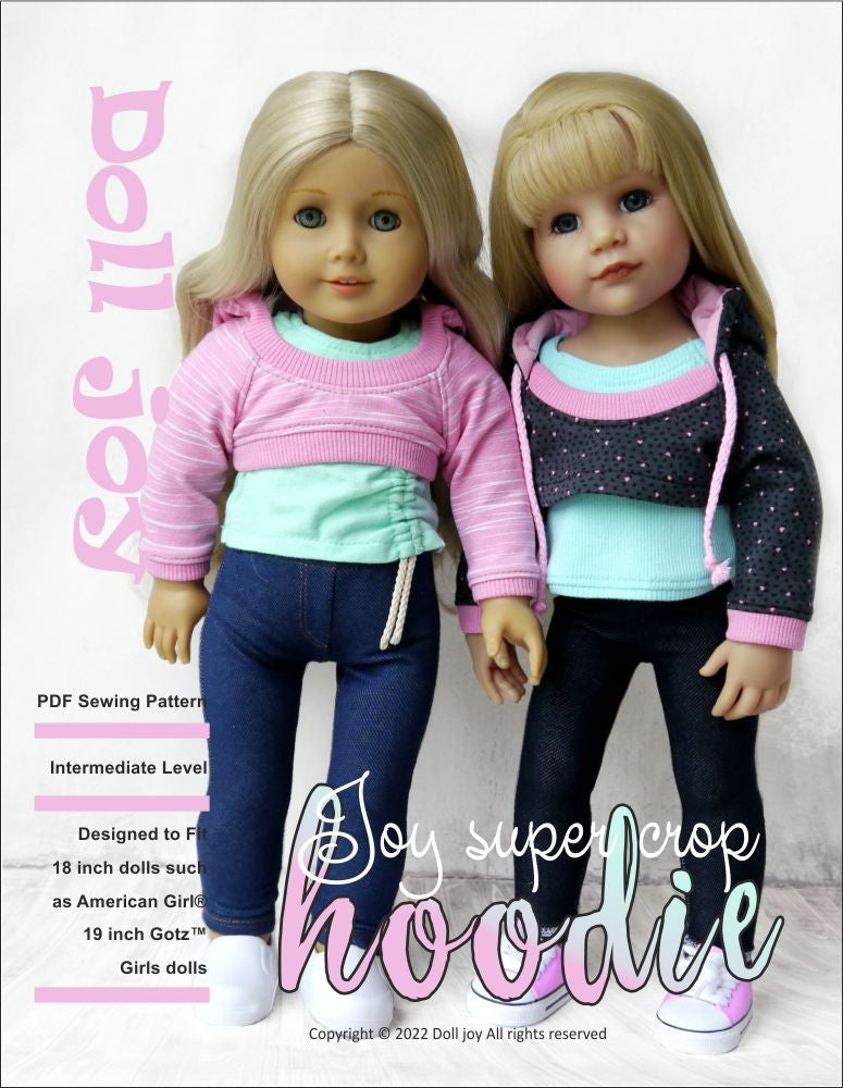 Doll Joy Super Crop Hoodie Doll Clothes Pattern for 18