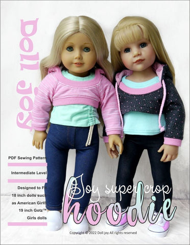 Doll Joy 18 Inch Modern Joy Super Crop Hoodie Pattern for 18" - 19" Dolls Pixie Faire