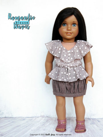 Doll Joy 18 Inch Modern Romantic Waves Blouse 18" Doll Clothes Pattern Pixie Faire