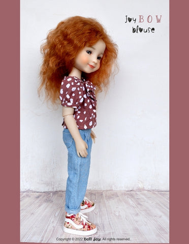 Doll Joy Ruby Red Fashion Friends Joy Bow Blouse 14.5 -15 inch Doll Clothes Pattern Pixie Faire