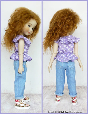 Doll Joy Ruby Red Fashion Friends Romantic Waves Blouse Pattern for 14.5-15" Dolls Pixie Faire