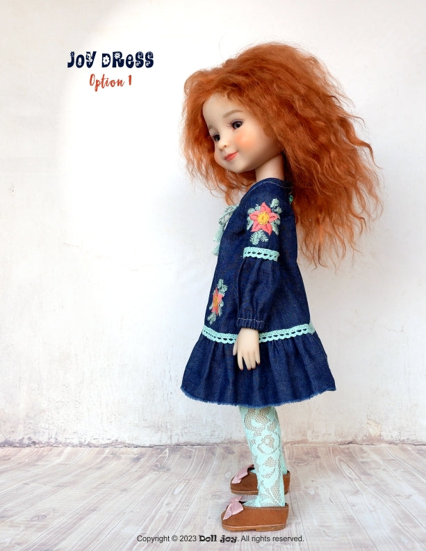 Doll Joy Ruby Red Fashion Friends Joy Dress 14.5-15" Doll Clothes Pattern Pixie Faire