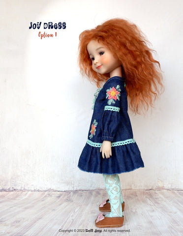 Doll Joy Ruby Red Fashion Friends Joy Dress 14.5-15" Doll Clothes Pattern Pixie Faire