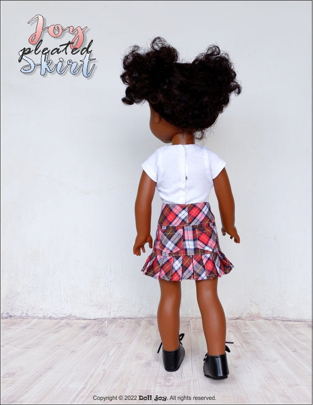 Doll Joy 18 Inch Modern Joy Pleated Skirt 14.5-15" Doll Clothes Pattern Pixie Faire