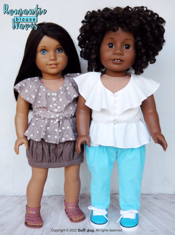 Doll Joy 18 Inch Modern Romantic Waves Blouse 18" Doll Clothes Pattern Pixie Faire