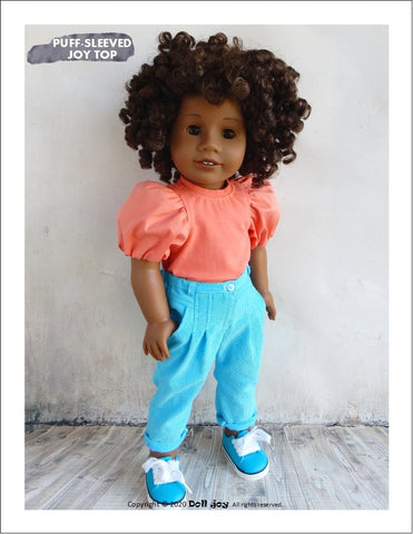 Doll Joy 18 Inch Modern Puff-Sleeved Joy Top 18" Doll Clothes Pattern Pixie Faire