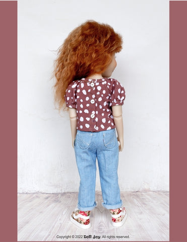 Doll Joy Ruby Red Fashion Friends Joy Bow Blouse 14.5 -15 inch Doll Clothes Pattern Pixie Faire