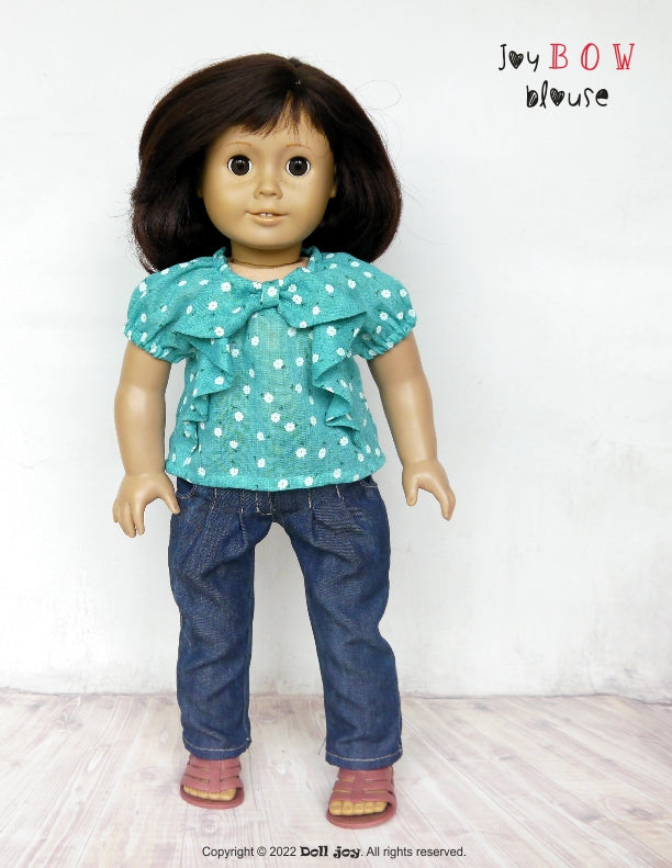 Doll Joy 18 Inch Modern Joy Bow Blouse 18 inch Doll Clothes Pattern Pixie Faire