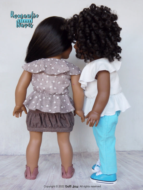 Doll Joy 18 Inch Modern Romantic Waves Blouse 18" Doll Clothes Pattern Pixie Faire
