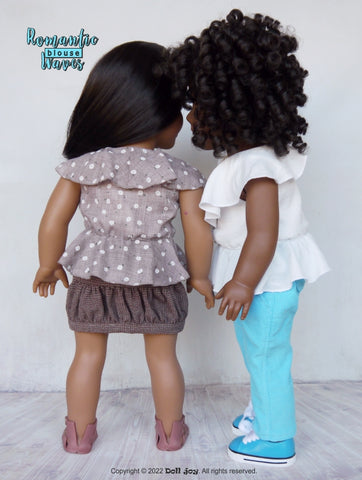 Doll Joy 18 Inch Modern Romantic Waves Blouse 18" Doll Clothes Pattern Pixie Faire
