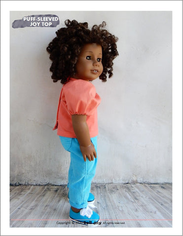 Doll Joy 18 Inch Modern Puff-Sleeved Joy Top 18" Doll Clothes Pattern Pixie Faire