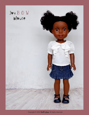 Doll Joy Ruby Red Fashion Friends Joy Bow Blouse 14.5 -15 inch Doll Clothes Pattern Pixie Faire