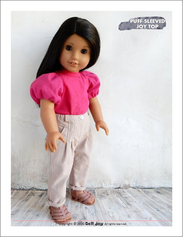Doll Joy 18 Inch Modern Puff-Sleeved Joy Top 18" Doll Clothes Pattern Pixie Faire