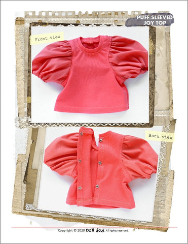 Doll Joy 18 Inch Modern Puff-Sleeved Joy Top 18" Doll Clothes Pattern Pixie Faire