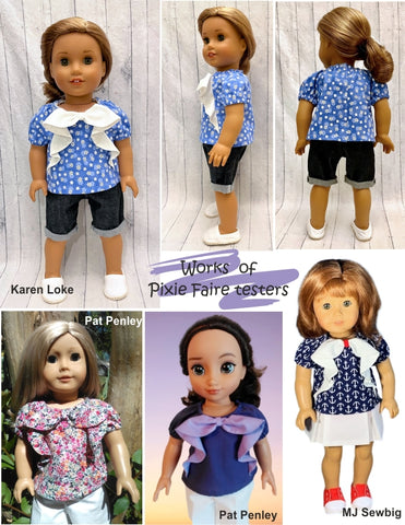 Doll Joy 18 Inch Modern Joy Bow Blouse 18 inch Doll Clothes Pattern Pixie Faire