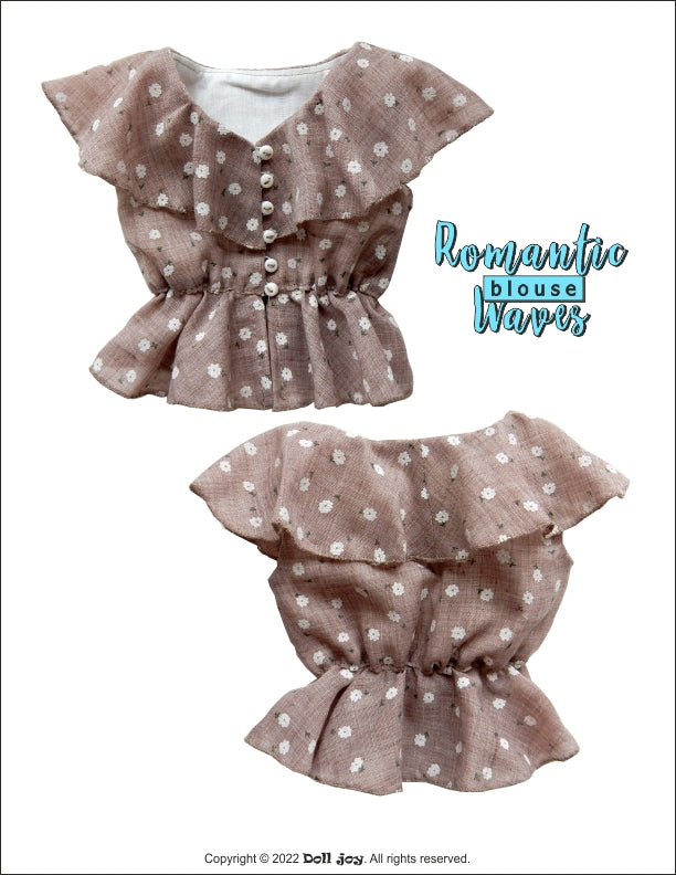 Doll Joy 18 Inch Modern Romantic Waves Blouse 18" Doll Clothes Pattern Pixie Faire