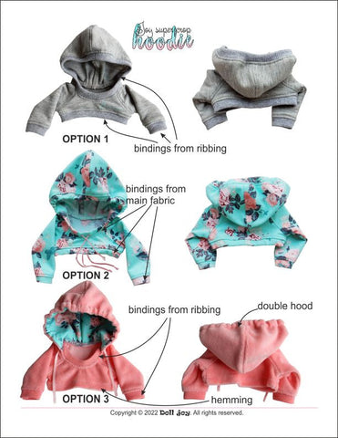 Doll Joy Ruby Red Fashion Friends Joy Super Crop Hoodie Pattern for 14.5" - 15" Dolls Pixie Faire