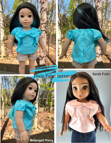 Doll Joy 18 Inch Modern Joy Bow Blouse 18 inch Doll Clothes Pattern Pixie Faire