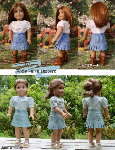Doll Joy 18 Inch Modern Joy Pleated Skirt 18" Doll Clothes Pattern Pixie Faire