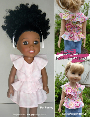 Doll Joy Ruby Red Fashion Friends Romantic Waves Blouse Pattern for 14.5-15" Dolls Pixie Faire