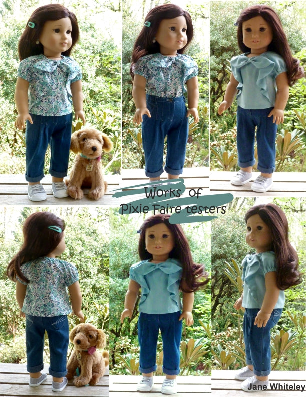Doll Joy 18 Inch Modern Joy Bow Blouse 18 inch Doll Clothes Pattern Pixie Faire