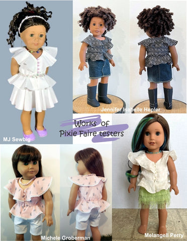 Doll Joy 18 Inch Modern Romantic Waves Blouse 18" Doll Clothes Pattern Pixie Faire