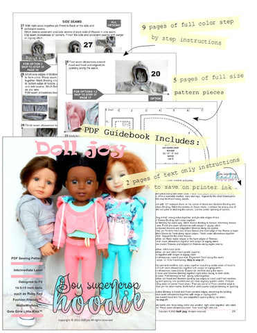 Doll Joy Ruby Red Fashion Friends Joy Super Crop Hoodie Pattern for 14.5" - 15" Dolls Pixie Faire