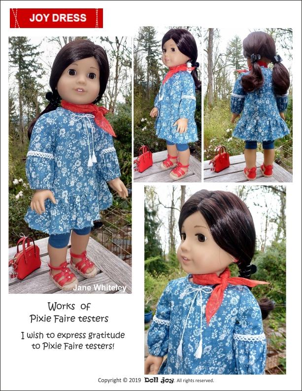 Doll Joy 18 Inch Modern Joy Dress 18" Doll Clothes Pattern Pixie Faire