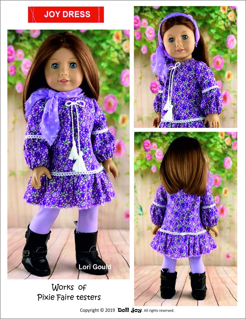 Doll Joy 18 Inch Modern Joy Dress 18" Doll Clothes Pattern Pixie Faire