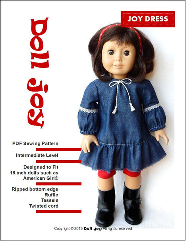 Doll Joy 18 Inch Modern Joy Dress 18" Doll Clothes Pattern Pixie Faire