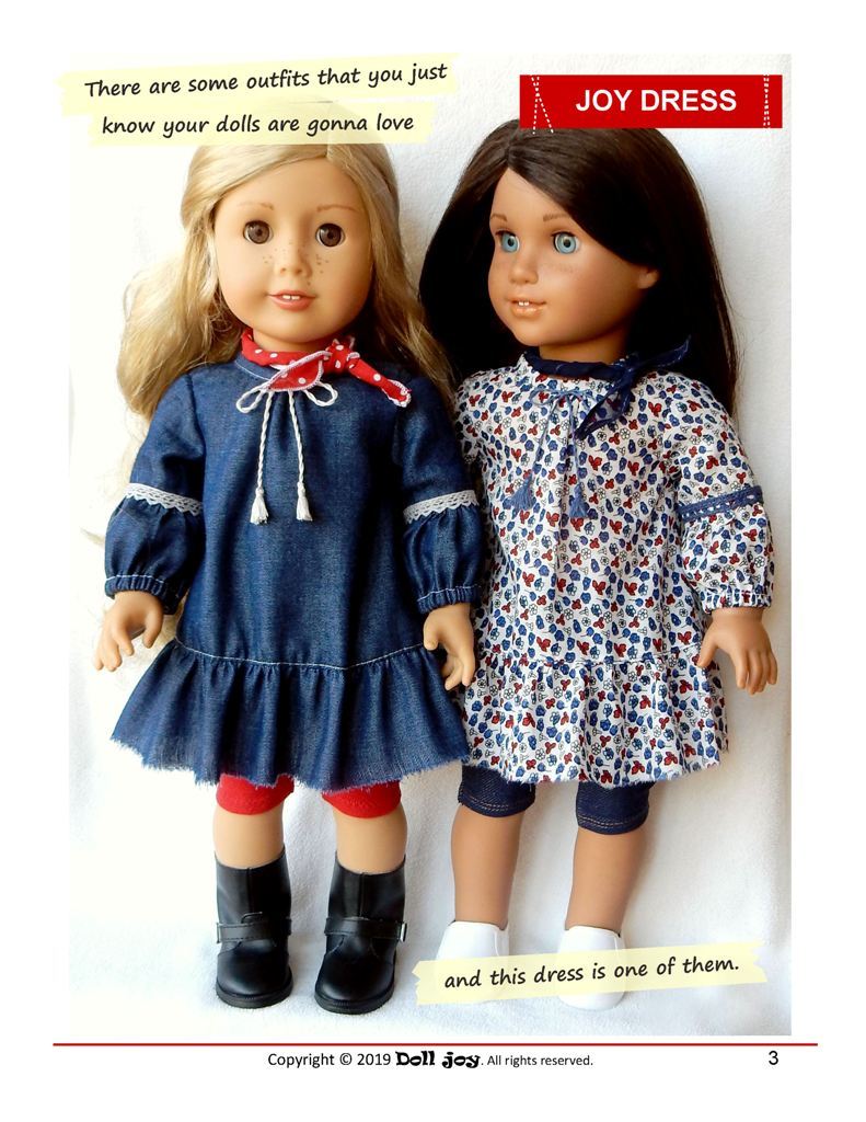 Doll Joy 18 Inch Modern Joy Dress 18" Doll Clothes Pattern Pixie Faire