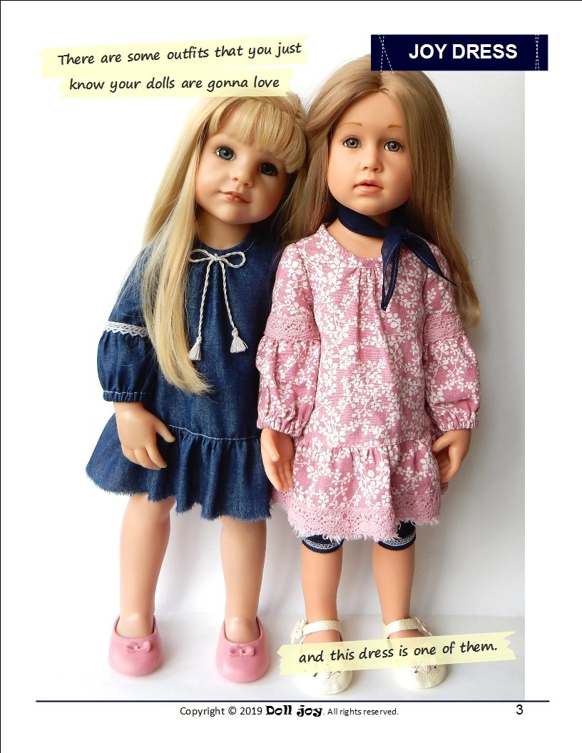 Doll Joy Gotz 19 Inch Joy Dress Pattern for 19" Gotz Dolls Pixie Faire